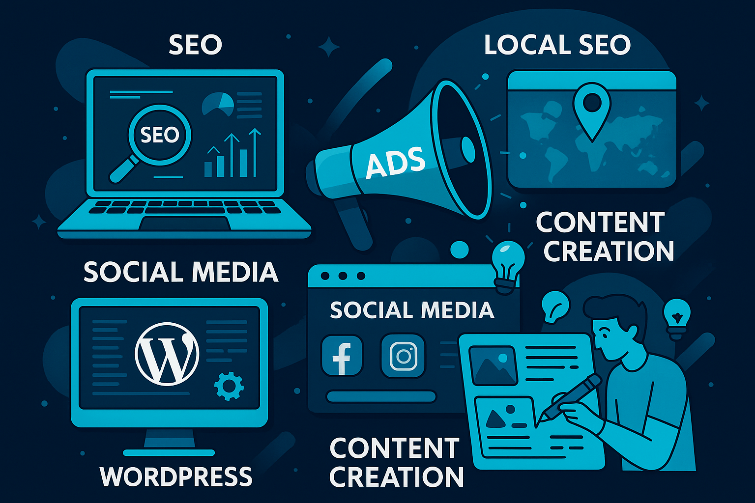 Digital marketing agency in Surat offering SEO, Google Ads PPC, social media marketing, GMB local SEO, content creation, and full online marketing services.