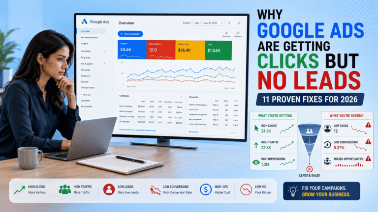 Why Google Ads Are Getting Clicks But No Leads: 11 Proven Fixes for 2026